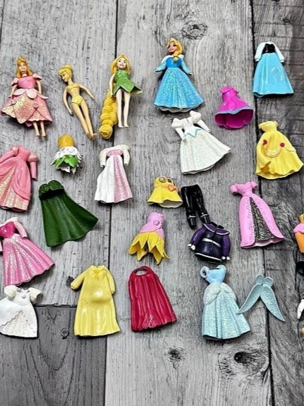 Disney Princess Magiclip Polly Pocket Doll Lot Dolls Accessories Dresses